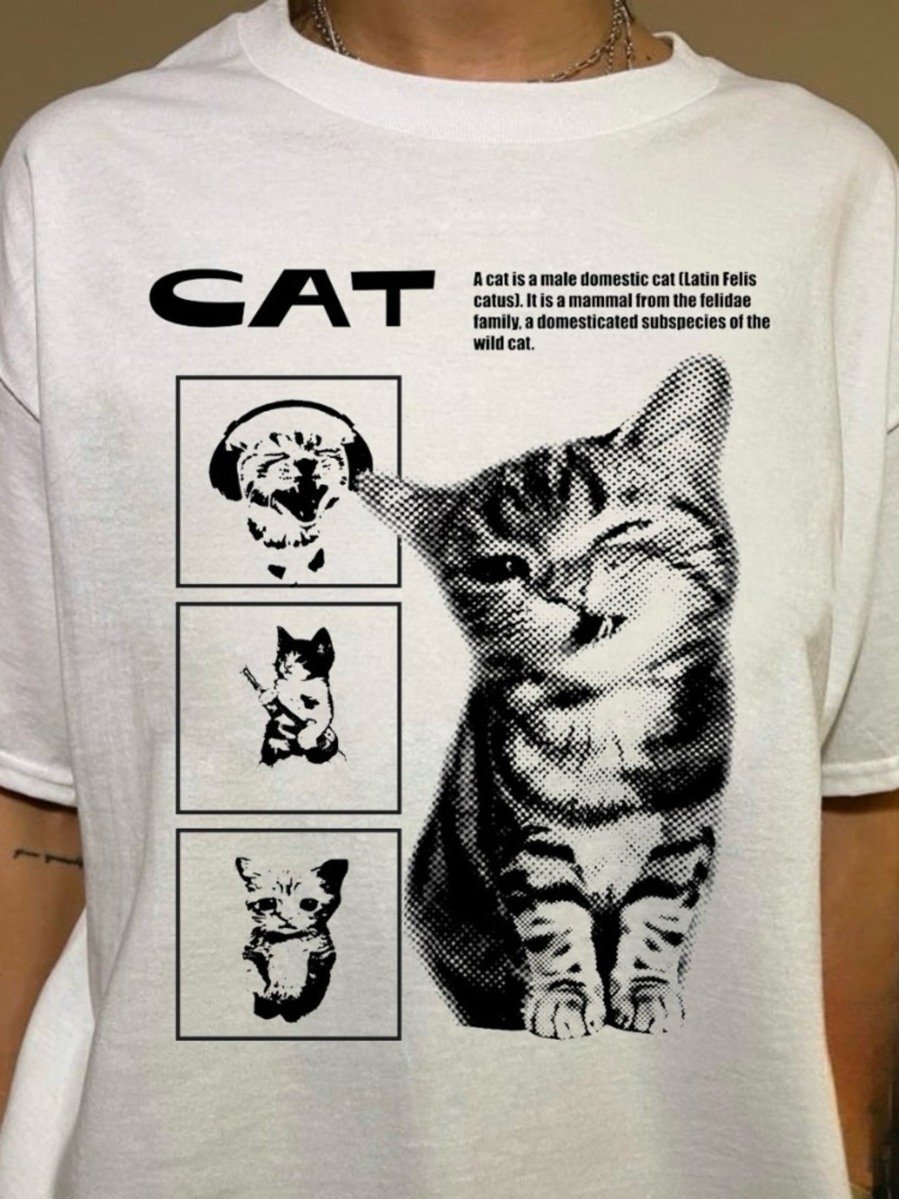White Cat Graphic T-Shirt for Pets Lovers
